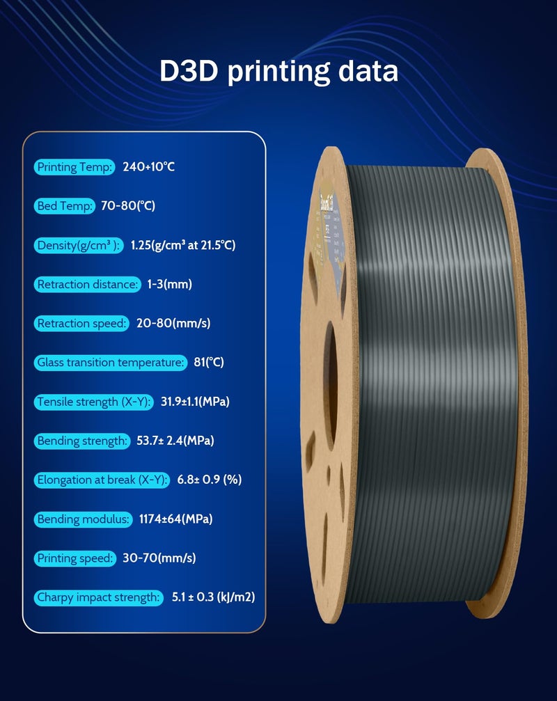 DURAMIC 3D PETG Filament 1.75mm Silver, 3D Printing Filament 1kg Spool(2.2lbs), Silver Filament 1.75mm Dimensional Accuracy +/- 0.05 mm Non-Tangling Non-Clogging Non-Stringing - Image 5